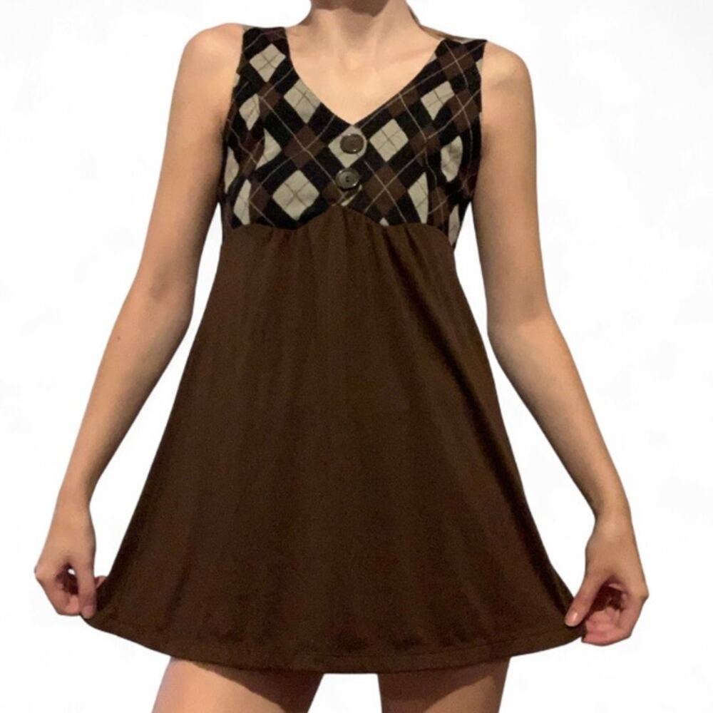 Rocker Girl Y2K Early 2000s Brown Mini Dress – Twee Grunge Small